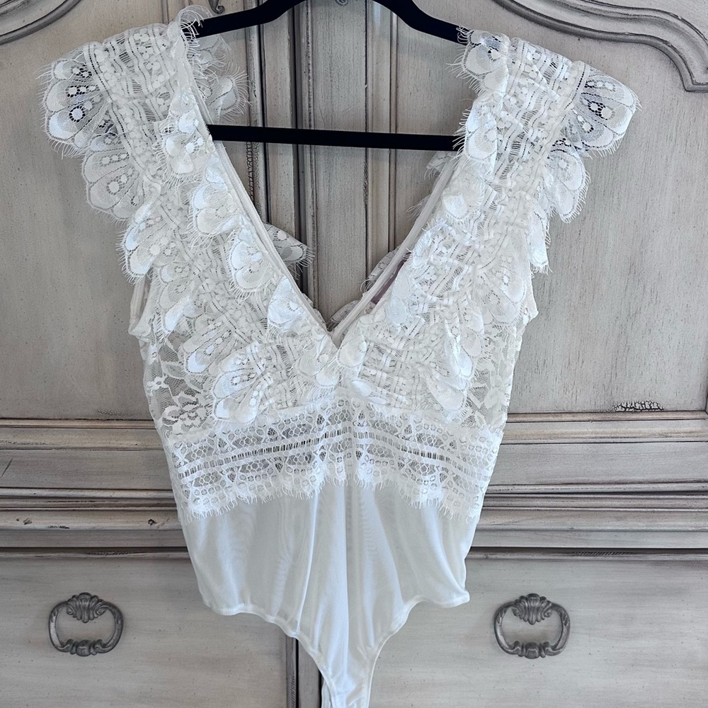 Elegant White Lace Bodysuit